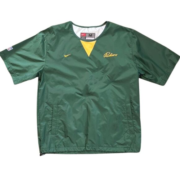 Green Bay Packers Nike Mens Short Sleeve Rain Jacket M Windbreaker Topper Sporty - Picture 1 of 5